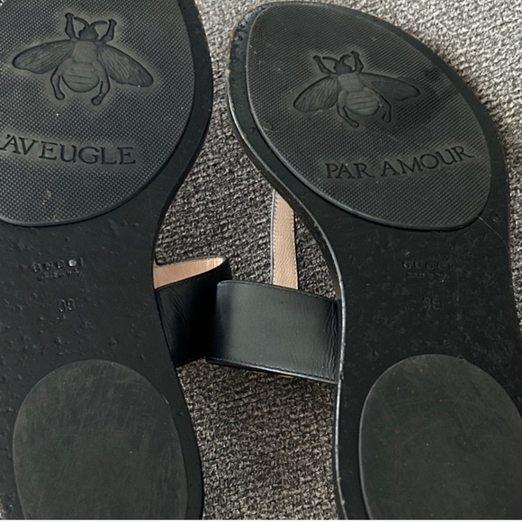 Gucci GG Marmont Leather Thong Sandals • Black • Size 39 - Picture 7 of 8